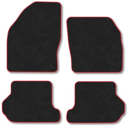 Ford Focus (2007-2011) [Convertible] Carpet Car Mats | Red Edge Trim Tailored Fit Floor Mats Full Coverage Protection Accessories Easy Clean Anti Slip Made in the UK