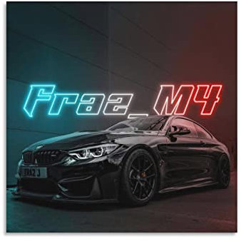 ZONDER Sportwagen-Poster für BMW F82 M4 Rennwagen, dekoratives Gemälde, Leinwand, Wand- und Kunstbild, modernes Familien-Schlafzimmer, Dekoration, 30 x 30 cm