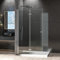 WDWRITTI Duschkabine Walk In Eckeinstieg Falttür 80x185 cm Eckeinstieg Duschtrennwand Walk in Duschwand Glas Mit Runde Türgriffe 5mm NANO ESG Glas Duschabtrennung Falttür