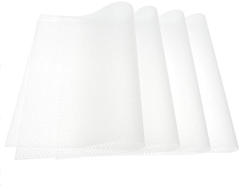 JZK 4x Tamaño 45 x 29cm alfombrillas de nevera antideslizantes y antimoho blancas translúcidas cortables, almohadillas transparentes para nevera, alfombrillas para cajones y armarios de cocina
