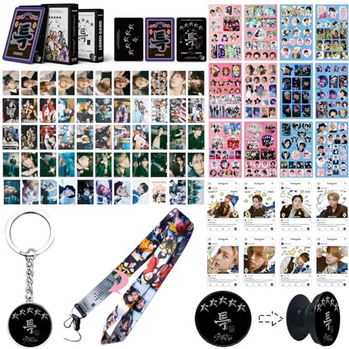 Tulufanskrr Stray Kids Merch Stray Kids Fanartikel Set, Geschenk Fans Gift Set, Fotokarte, Aufkleber, Schlüsselbund Lanyard