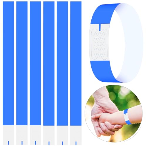 Volumoon Einlassbänder, 100 Stück Event Armbänder, Eintrittsbänder Wasserdicht Papierarmbänder, Einlassbändchen Wasserfeste Party Bändchen, Partybänder für Partys, Festivals, Konzerte, 25×2cm(Blau)