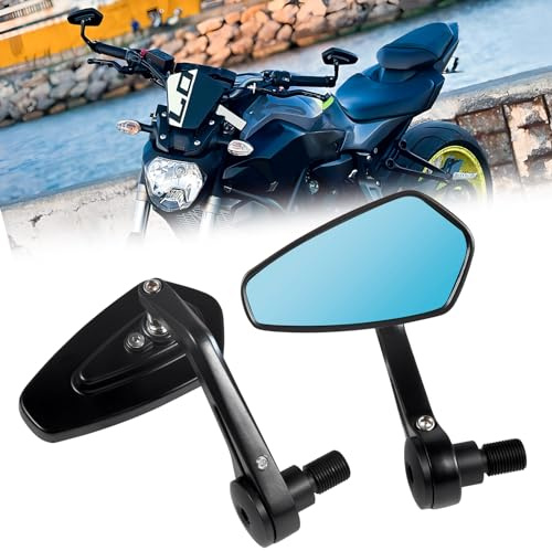Neu aufgerüstete Lenkerendenspiegel Motorrad, Motorrad Seitenspiegel kompatibel mit Yamaha MT03 MT07 MT09 MT10 MT15 MT125 FZ1/FZS1000 FZ6 FZ6R XJ6 TMAX530 TMAX500