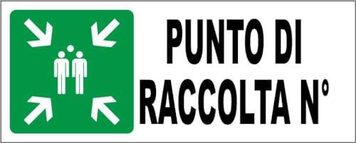 M-ITALY CARTELLO SEGNALETICO UNI - Punto di raccolta n - Adesivo Extra Resistente, Pannello in Forex, Pannello In Alluminio (60x25, Alluminio)