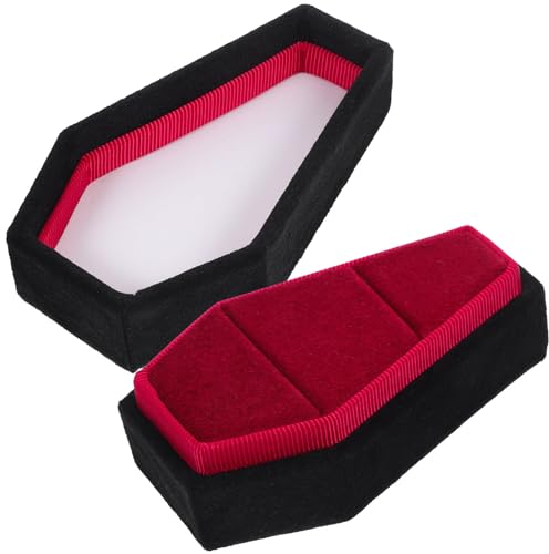 Luxshiny Samt-Sarg-Ring-Box-Etui-Halter: Gothic-Schmuck-Organizer Dekorationen Sarg-Schmuck-Display-Box Geschenkverpackungen Für Gothic-Hochzeit Halloween Tag Der Toten Zubehör