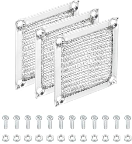 PATIKIL 60mm Computer Fan Filter Grill with Screws, 3 Pack Aluminum Frame with Stainless Steel Mesh Dustproof Case Cover for Computer, Ventilator, Silver Tone