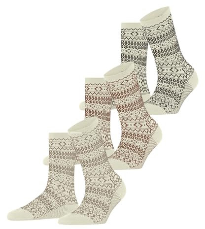ESPRIT Women's Sami Pattern Multipack W So Cotton Patterned 3 Pairs Socks, White Off-White 2040, 3.5-7
