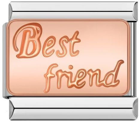 Best Friend Rose Gold 9mm Italian Charm Compatible With 9mm Modular Link Bracelet