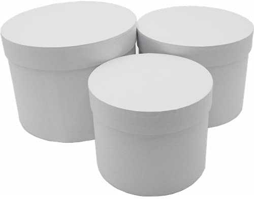INERRA Flower Hat Boxes Florist Box Vase - Set of 3 (White Pearl)