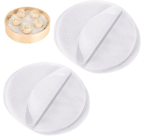 Lumeclat Paquete de 24 tapetes de silicona para vaporera, Redondos y antiadherentes, Ideales para vaporera de bambú, Bases reutilizables para arroz, Dim Sum, Diámetro 26 cm