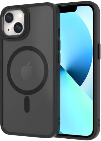 AOMYKE für iPhone 13 / iPhone 14 Hülle Magnetisch, Handyhülle für iPhone 13 / iPhone 14 kompatibel mit Magsafe Transluzente Matte Anti-Fingerabdruck Kratzfeste PC Rückseite + TPU Bumper - Schwarz