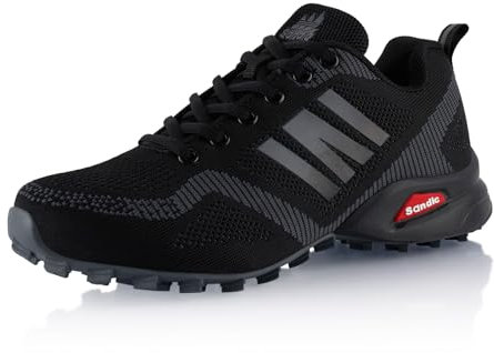 Fusskleidung® Damen Herren Wanderschuhe Atmungsaktive Trail Running Trekkingschuhe Schwarz Grau EU 42