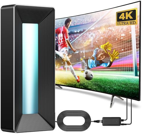 Antenna TV digitale con amplificatore e amplificatore di segnale, portata superiore a 900 km, cavo coassiale portatile da 5 m, antenna HD 4K 1080p per interni ed esterni