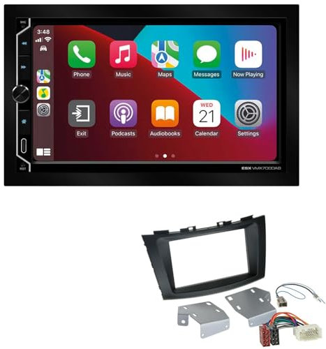 ESX VMX700DAB 2-DIN Autoradio kompatibel mit Wireless Apple CarPlay Android Auto Bluetooth DAB+ passend für Suzuki Swift IV ab 2010 schwarz