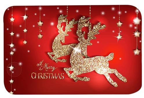 Hperu Weihnachts Türmatte Weihnachtspuppte Teppich 16x24 Zoll 3D Nicht-Schlupf-Rentier-Weihnachtsmatte Dekorativen Weihnachts-Boden Teppich für Wohnzimmer Küche Badezimmer
