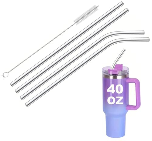 Steel Replacement Straws Compatible with Stanley Cup 40oz – Pack of 5, Reusable – Perfect Fit Compatible with Stanley Tumblers