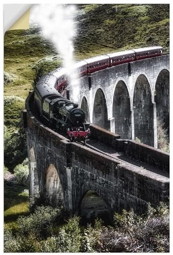 ARTland Wanddeko Wandtattoo selbstklebende Vinylfolie 60x90 cm Vintage Eisenbahn Zug Reise Jacobiter Express Highlands Schottland U5II