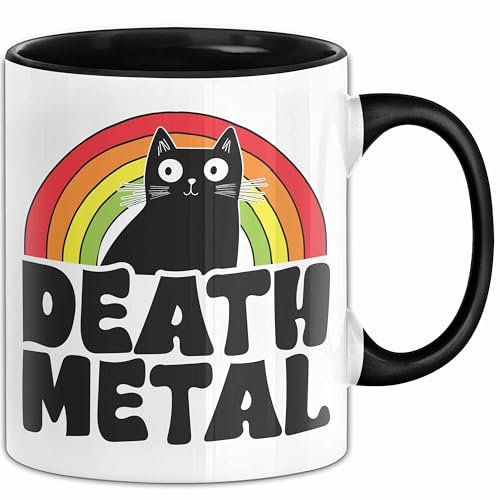 Death Metal Tasse Geschenk Katze Becher Geschenkidee Humor Katzen-Liebhaber (Schwarz)