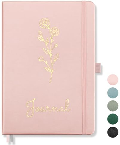 AUTEMPO A5 Journal Notebook Lined, Hardcover Note Book Leather Journals for Women, 192 Pages Notebook, 100gsm Lined Paper, for Men Work Office School,14.5 x 21cm, Rose Gold