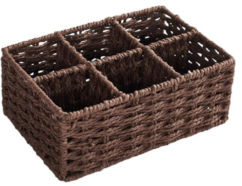 Amosfun Cesta De Almacenamiento De Mimbre Multi-Rejilla Organizador De Tocador