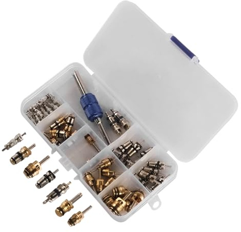 Tiardey Kit Surtido de 40 Piezas de Herramientas para Quitar el núcleo de la válvula del neumático, para Aire Acondicionado automotriz, refrigeración, R134a, R12