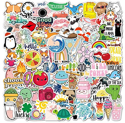 100 Stück Aesthetic Aufkleber Sticker Set, Wasserfeste Vinyl Ästhetik Decals für Scrapbook Laptop Skateboard Trinkflasche MacBook iPad Handy Moped Fahrrad Koffer