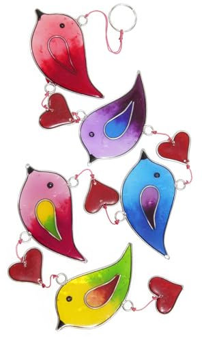 HAB&GUT -HA008 - Windspiel Sonnenfänger Suncatcher Vögel, Mobile zum Aufhängen 55cm durchsichtig bunt Balkon Terrasse Fenster Bird