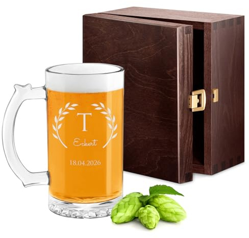 Maverton Bierglas mit Gravur 400 ml, Bierkrug personalisiert mit Namen | Geburtstagsgeschenk für Männer, Bier Geschenk, personalisierte Geschenke Männer, Höhe: 15cm, Durchmesser: 8cm