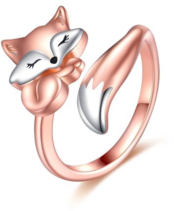 ONEFINITY Fuchs Ring 925 Sterling Silber Adjuastable Ringe Fuchs Schmuck Geschenk für Damen