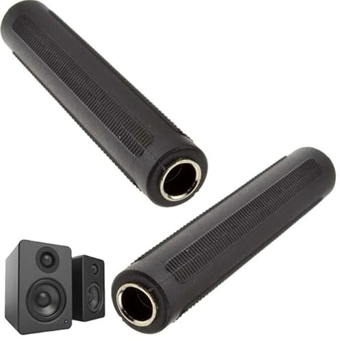 2PCS Audio Connector, 6.35mm (1/4 Inch) TRS/TS Female to Female Straight Adapter Joiner Coupler, Nickel-Plated Stereo Extender, for Guitar Microphone Headphone PA Speaker Instrument Patch Cables