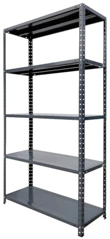 Metalkas BR100 Lagerregal mit 5 Regalböden, 185x100x40 cm, höhenverstellbaren Einlegeböden, bis 500 kg, Schwerlastregal, Kellerregal, Werkstattregal, aus Metall, Graphit