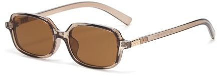 WDZAYXC Klassische Rechteckige Sonnenbrille Retro Schlanke Gläser Vintage Rechteck Sonnenbrille (Hellbraun/Hellbraun)