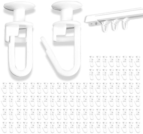 100 Stück 10mm Gardinenhaken Für Schienen, Universal Gardinengleiter Zum Einhängen, Kunststoff Vorhang Haken für Schiene, Gardinen Gleiter Zubehör für Duschvorhänge Fenstervorhänge Türvorhänge Caravan