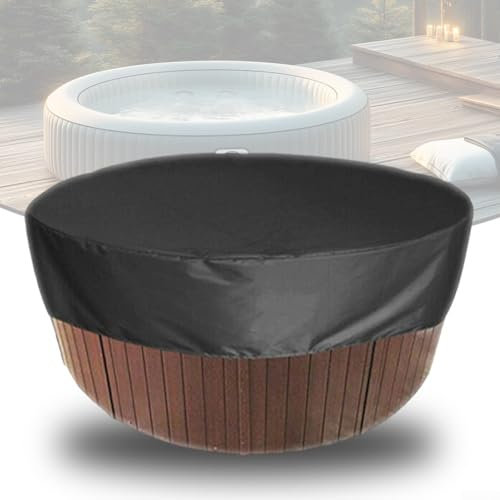 Housse de protection ronde 210D pour jacuzzi - Couverture complète - Portable - Pour jacuzzi extérieur (200 x 30 cm)