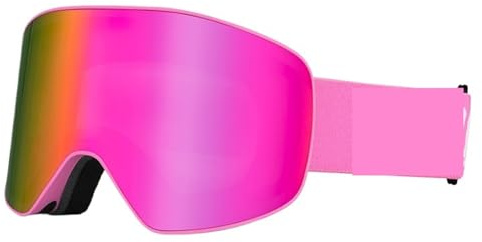 Winter Goggles Professional Ski Glasses Men Women Anti-fog Snow Skiing Protection Winter Adult Sport(Pink set)