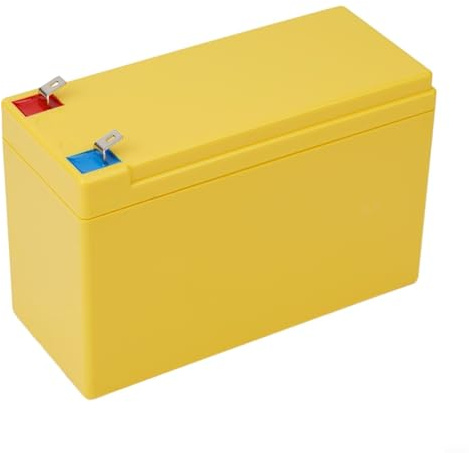 Vasiumic 12V 7Ah Battery Case Holder for 18650Cells, ABS Empty Storage Box with 3x7 Holder Grid and Nickel Strips, DIY Power Tool Battery Pack Enclosure for Replacement(only box-yellow)