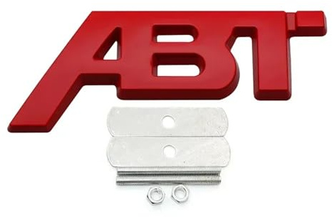 3D Metall ABT Logo Buchstaben Auto Front Grill Emblem Abzeichen Aufkleber(Grill Red,81mm x32mm)
