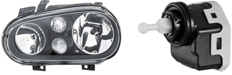 Hella 1EL 007 700-151 DE/FF/Halogen-Hauptscheinwerfer - links - für u.a. VW Golf IV (1J1) + 6NM 007 878-041 Stellelement, Leuchtweitenregulierung - 12V - elektrisch