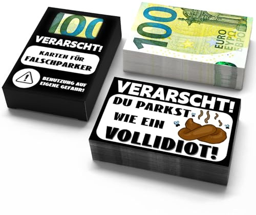 WAMIOKAGRO Scheiße Geparkt Auto Gadgets, 50 Stück Lustige Falschparker Karten, 100€ Geldschein-Design, Scheisse Geparkt, Scherzartikel Gegen Autofahrer, Lustige Gadgets