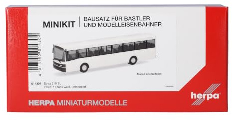 Herpa Modellbausatz MiniKit Setra 215 SL, weiß (1 Stück), Miniatur im Maßstab 1:87, Sammlerstück, Kit für Modellbau, Kunststoff