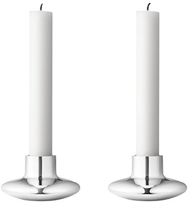 Georg Jensen HK Edelstahl Kerzenhalter, Set von 2