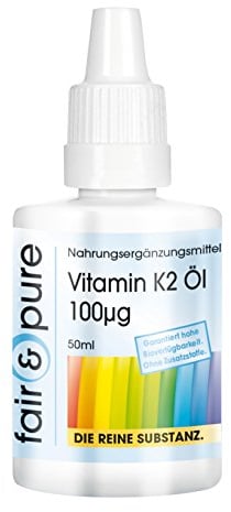 Fair & Pure® - Vitamina K2 in gocce 100µg - Menaquinone MK7 naturale All-trans - Vegan - 50ml