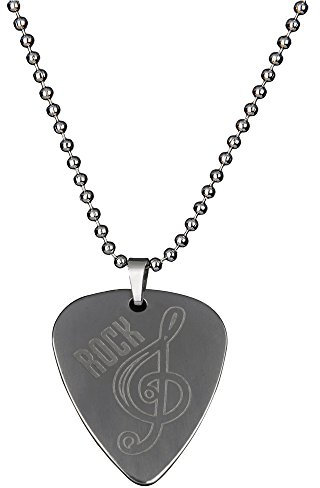 PUNK Halskette, Anhänger Plektron, aus Edelstahl für E-Bass, -Gitarre, kreatives Design Rock and Music note