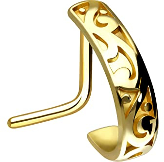 PIERCINGLINE Chirurgenstahl Nasenpiercing orientalisches Design Piercing Nase Stecker Farbauswahl Goldfarben