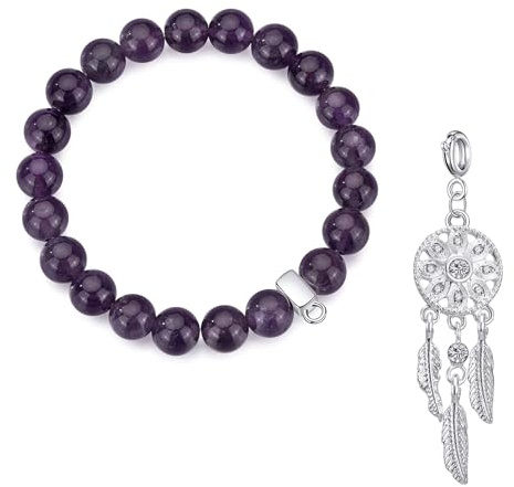 Philip Jones Traumfänger-Amethyst-Edelstein-Charme-Armband