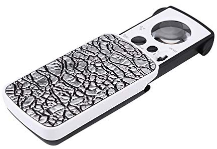 Lupe, 30-fach/60-fach/90-fach, tragbare Schmucklupe, Juwelier mit LED-Lichtlupe für Schmuck, Steine, Briefmarken, Münzen, Uhren usw. (Silber)