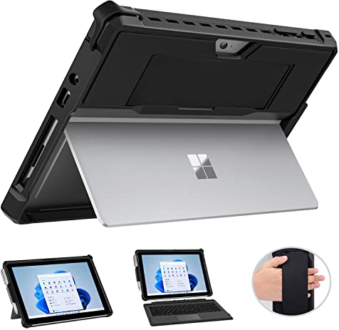 MoKo Case Fit Microsoft Surface Go 4 /Surface Go 3 / Surface Go 2 / Surface Go Case, All-in-One Protective Cover Case with Pen Holder Hand Strap, Compatible with Type Cover Keyboard - Black
