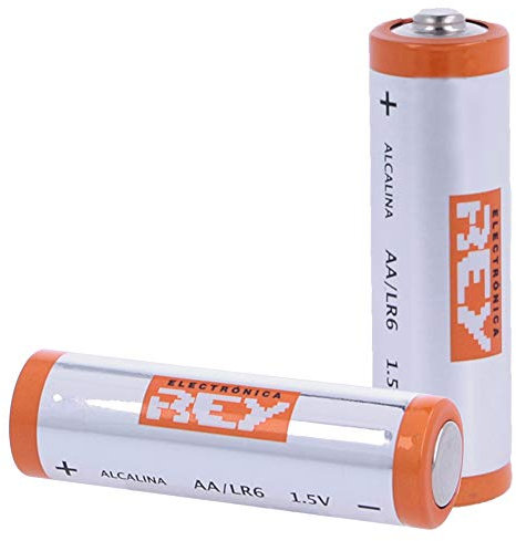 REY Pack de 2 Pilas Alcalinas AA LR6 1.5V, Alta Duración