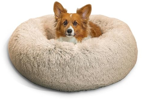 Best Friends by Sheri The Original Calming Donut - Beruhigendes Haustierbett - maschinenwaschbarer Reißverschluss-Bezug - Taupe - 76 x 76 cm - M