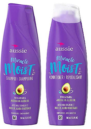 Aussie Miracle Moist Shampoo and Conditioner Set with avocado & australian jojoba oil-12.1 fl oz each